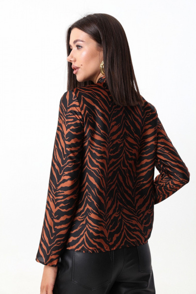 Коричневая блуза из струящейся ткани с завязками LM 1632 рыжий - фото 9