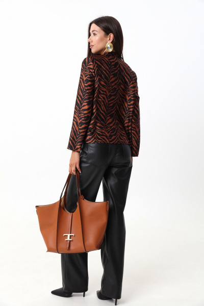 Коричневая блуза из струящейся ткани с завязками LM 1632 рыжий - фото 6