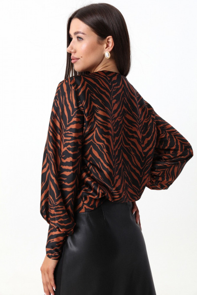 Коричневая блуза из тонкой ткани с V-образным вырезом LM ВИ1621 рыжий - фото 8