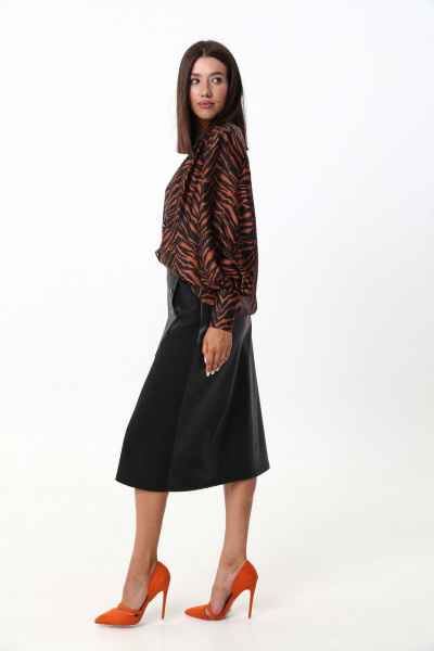 Коричневая блуза из тонкой ткани с V-образным вырезом LM ВИ1621 рыжий - фото 6