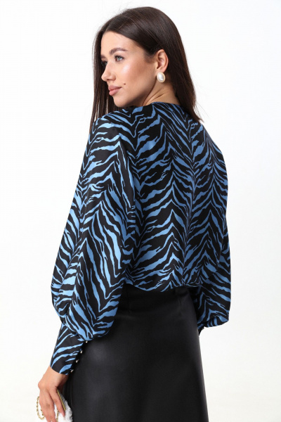 Голубая блуза из тонкой ткани с V-образным вырезом LM ВИ1621  голубой - фото 9