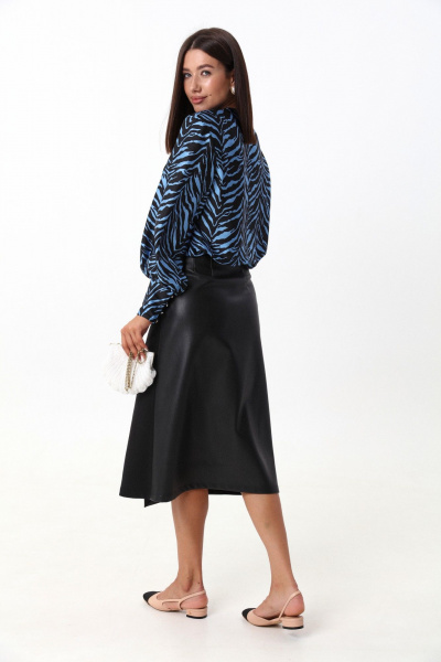 Голубая блуза из тонкой ткани с V-образным вырезом LM ВИ1621  голубой - фото 7