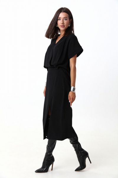 Костюм 2-ка из блузы и юбки с регулируемым соединением для платьев LM М94 черный - фото 7