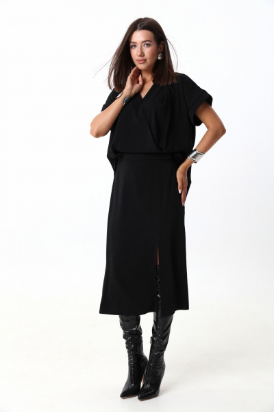 Костюм 2-ка из блузы и юбки с регулируемым соединением для платьев LM М94 черный - фото 4