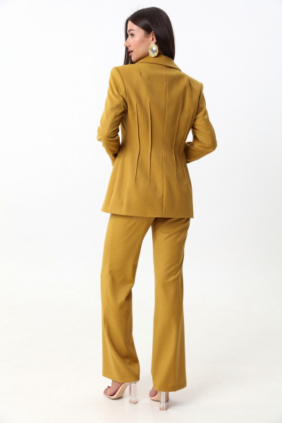 Деловые женские брюки прямого силуэта из текстиля LM КТ3013-1 горчица - фото 8