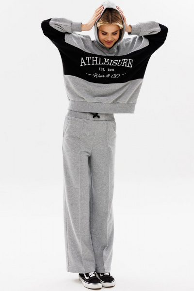 Объемный оверсайз худи с контрастной вставкой и вышивкой GO F4072/50-04. 170-176 - фото 2