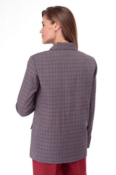 Бежевый клетчатый жакет с кулиской и прорезными карманами Anelli 901 клетка_беж - фото 7