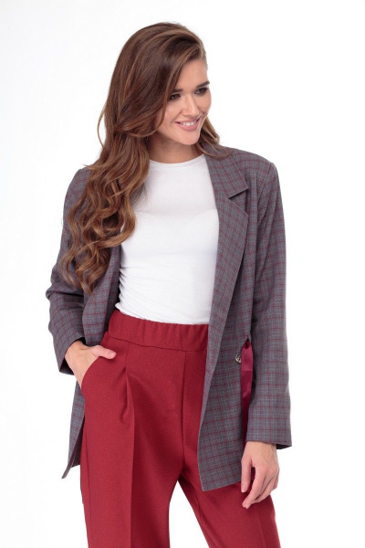 Брюки классические с эластичным поясом и стрелками Anelli 895 красный - фото 9