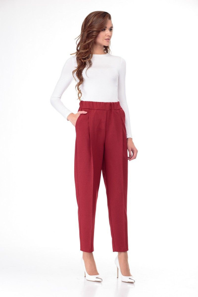 Брюки классические с эластичным поясом и стрелками Anelli 895 красный - фото 4