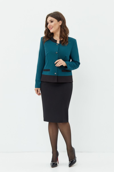 Жакет, юбка ANASTASIA MAK 755 зелено-черный - фото 2