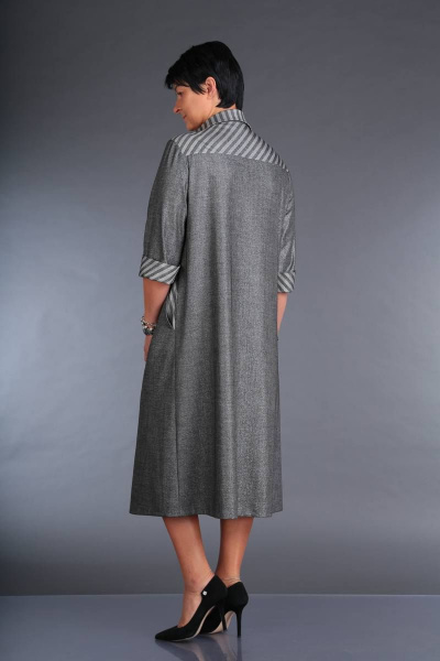 Платье из костюмной ткани с центральной застежкой на кнопках ZigzagStyle 367 серый - фото 3