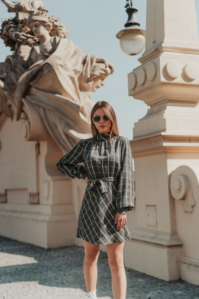 Платье Mirolia 831 серая_клетка - фото 3