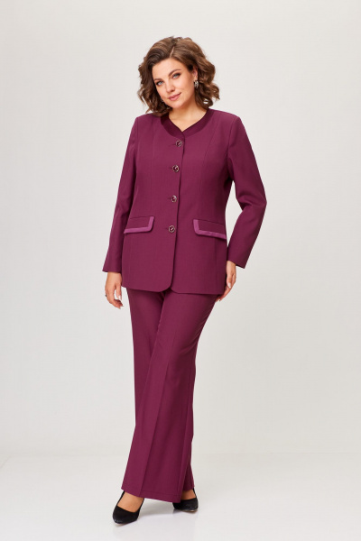 Деловой костюм из текстиля жакет и брюки ANASTASIA MAK 1205 винный - фото 16