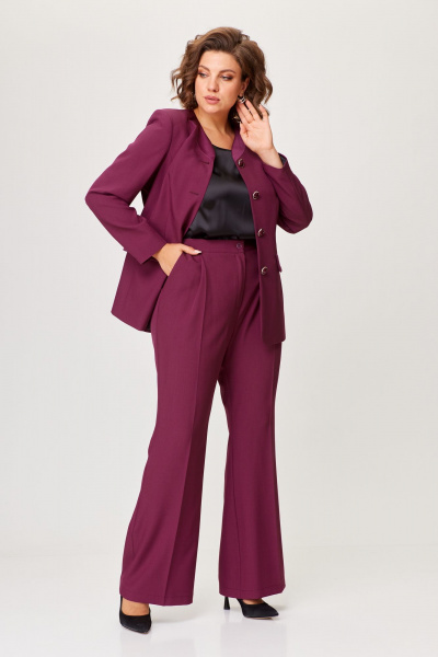 Деловой костюм из текстиля жакет и брюки ANASTASIA MAK 1205 винный - фото 15