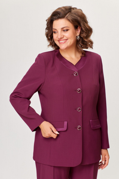 Деловой костюм из текстиля жакет и брюки ANASTASIA MAK 1205 винный - фото 5