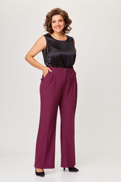 Деловой костюм из текстиля жакет и брюки ANASTASIA MAK 1205 винный - фото 3