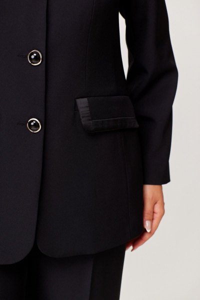 Элегантный костюм из текстиля брюки и жакет ANASTASIA MAK 1205 черный - фото 13