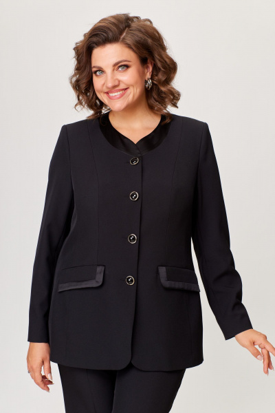 Элегантный костюм из текстиля брюки и жакет ANASTASIA MAK 1205 черный - фото 11