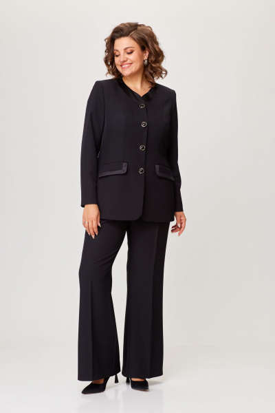 Элегантный костюм из текстиля брюки и жакет ANASTASIA MAK 1205 черный - фото 9