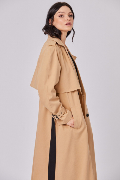 Демисезонный тренч в стиле классика с поясом Rivoli 1054.1 пшеничный - фото 6