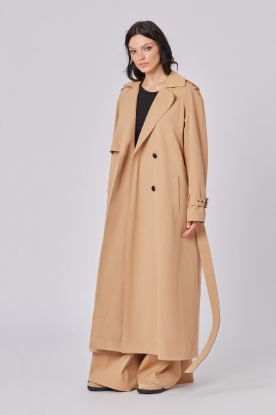Демисезонный тренч в стиле классика с поясом Rivoli 1054.1 пшеничный - фото 1