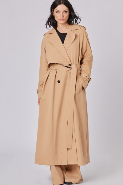 Демисезонный тренч в стиле классика с поясом Rivoli 1054.1 пшеничный - фото 2
