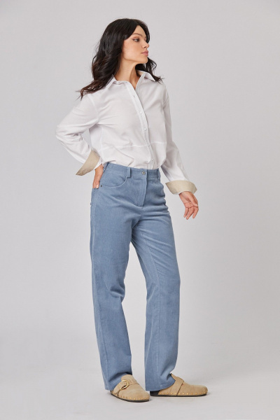 Деловая блуза из хлопка и текстиля с классическим кроем Rivoli 2405 белый - фото 6