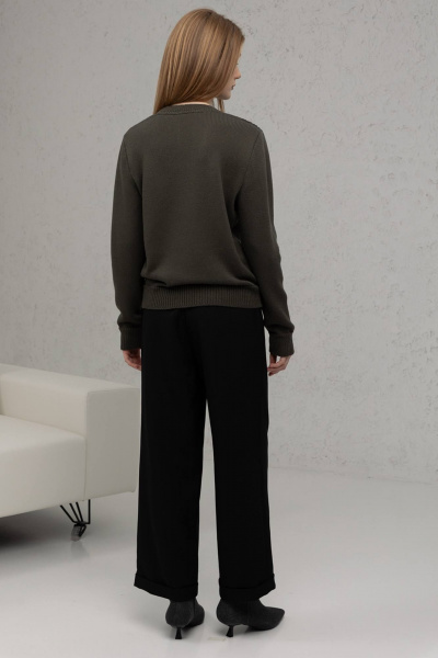 Брюки свободного кроя из ткани с карманами и эластичным поясом Romgil РТ0043-ПЭ5 черный - фото 2