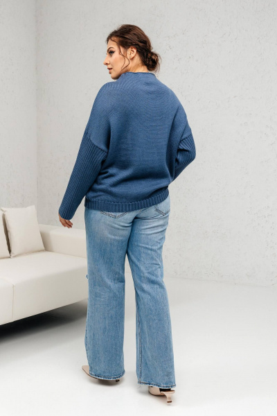 Джемпер классический из мягкой пряжи с прямым силуэтом Romgil 941ШТЗ индиго - фото 6