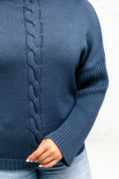 Джемпер классический из мягкой пряжи с прямым силуэтом Romgil 941ШТЗ индиго - фото 3