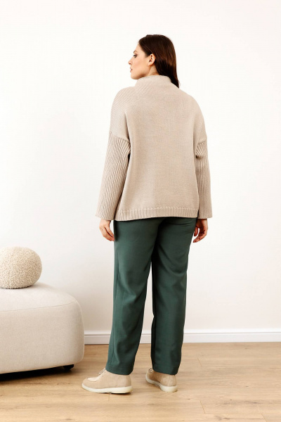 Джемпер классический из трикотажа для повседневной носки Romgil 941ШТЗ светло-бежевый - фото 7