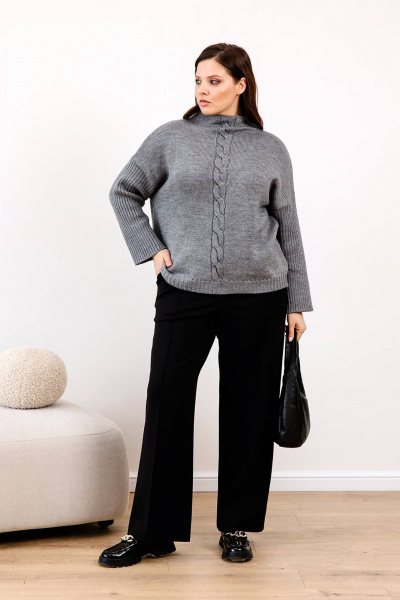 Джемпер серый из вязаной трикотажной пряжи для офиса и повседневности Romgil 941ШТЗ серый - фото 6