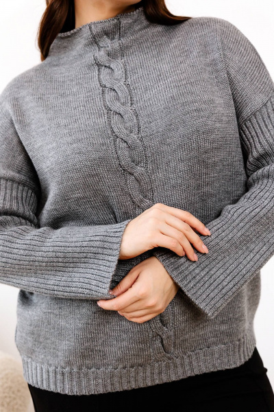 Джемпер серый из вязаной трикотажной пряжи для офиса и повседневности Romgil 941ШТЗ серый - фото 3