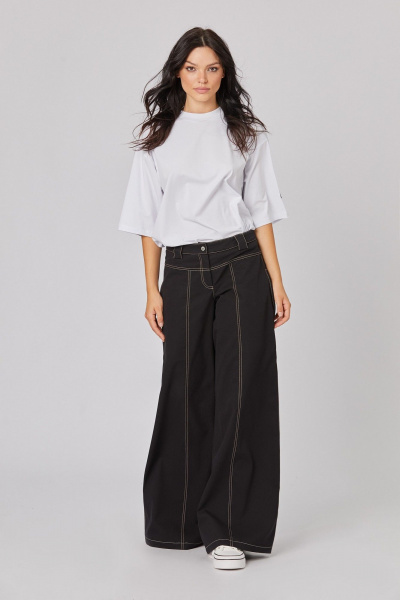 Джинсы расклешенные из текстиля с низкой посадкой Rivoli 5223 чёрный - фото 1