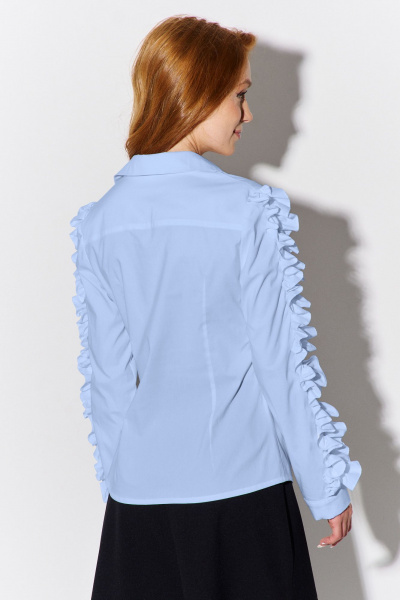 Голубая приталенная рубашка с застежкой на пуговицы из текстиля FLAIM 1092.02 голубой - фото 2