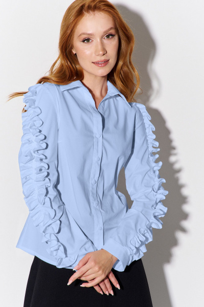 Голубая приталенная рубашка с застежкой на пуговицы из текстиля FLAIM 1092.02 голубой - фото 1