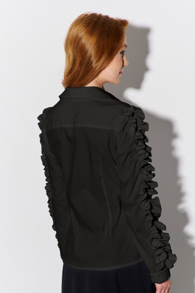 Черная приталенная рубашка в клетку из фланелевой ткани FLAIM 1092.03 черный - фото 2