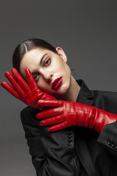 Красные овчинные перчатки с шерстяной подкладкой ACCENT 822р красный - фото 1