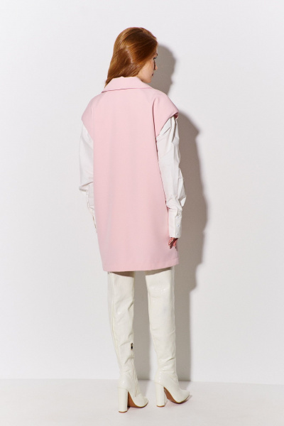 Демисезонный жилет прямого кроя из костюмной ткани FLAIM 1096.01 розовый - фото 3
