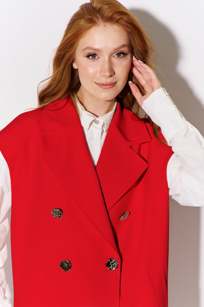 Красный жилет из костюмной ткани с двубортной застежкой FLAIM 1096.02 красный - фото 4