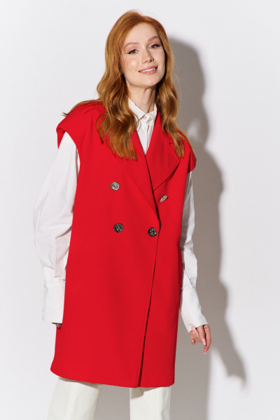 Красный жилет из костюмной ткани с двубортной застежкой FLAIM 1096.02 красный - фото 1