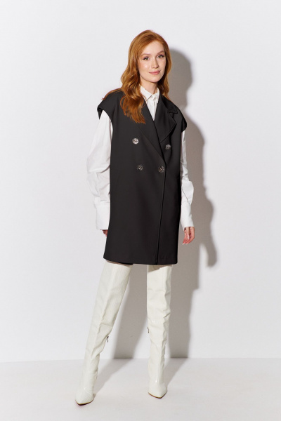 Черный жилет с карманами из костюмной ткани FLAIM 1096.03 черный - фото 1