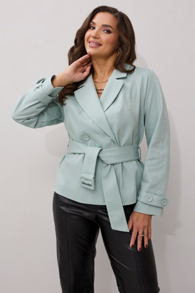 Жакет демисезонный бирюзовый двубортный MALI 124-040 бирюза - фото 11