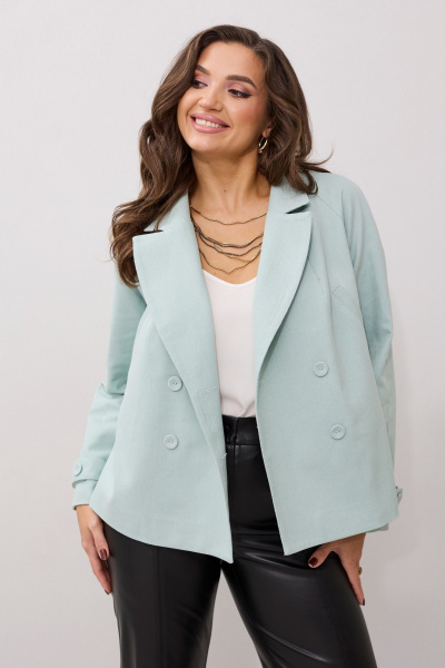 Жакет демисезонный бирюзовый двубортный MALI 124-040 бирюза - фото 2