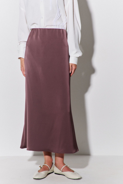 Юбка А-силуэта из шелковой ткани с эластичной тесьмой FLAIM 1101.01 шоколад - фото 2