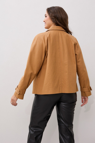 Жакет демисезонный бежевый двубортный с пряжкой MALI 124-040 сиерра - фото 18