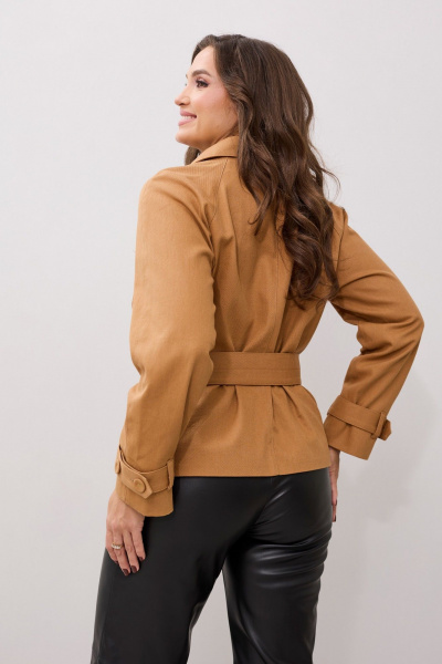 Жакет демисезонный бежевый двубортный с пряжкой MALI 124-040 сиерра - фото 3