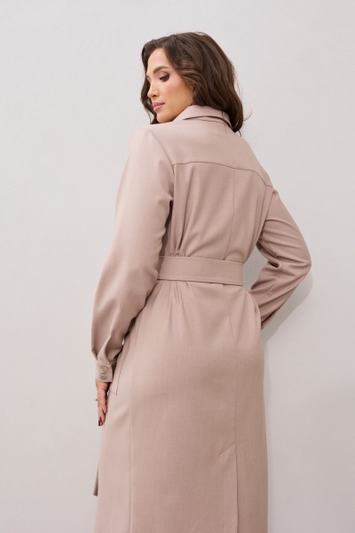 Платье прямого силуэта с карманами и поясом MALI 424-033 беж - фото 12