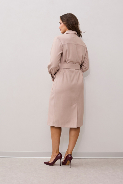 Платье прямого силуэта с карманами и поясом MALI 424-033 беж - фото 11