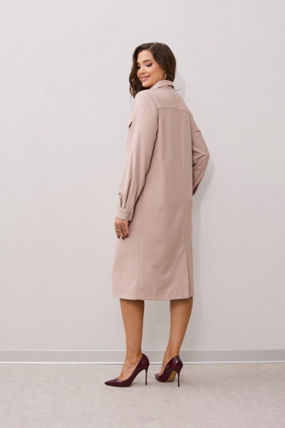 Платье прямого силуэта с карманами и поясом MALI 424-033 беж - фото 6